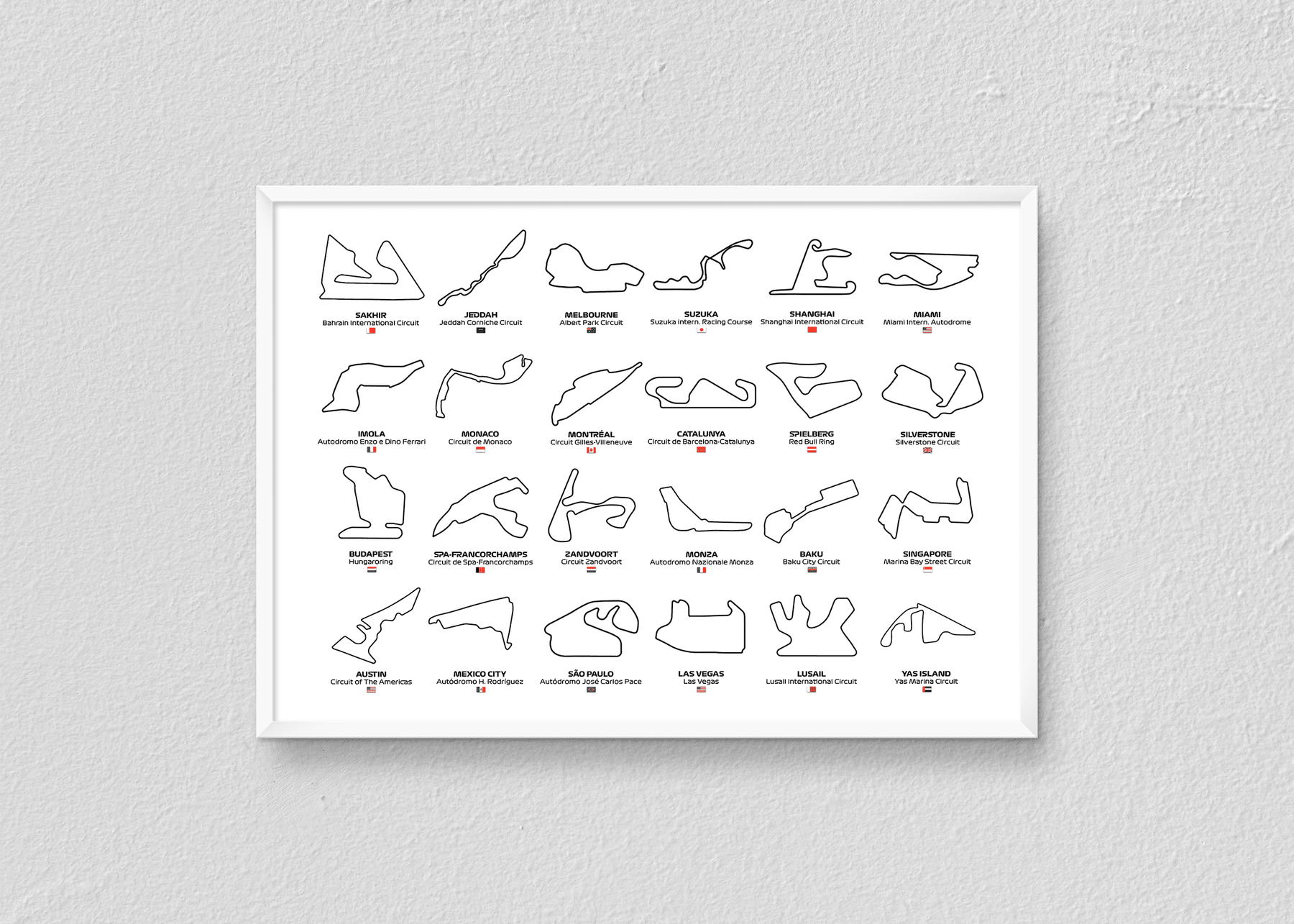 Quadro Pistas F1 Horizontal - Temporada 2024